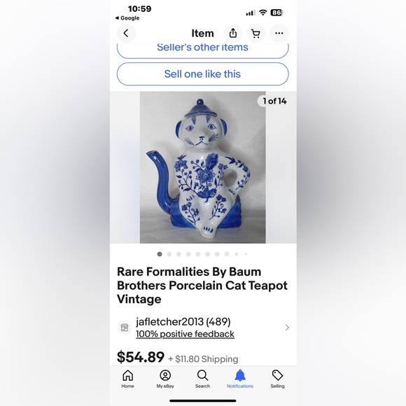 Formalities By Baum Brothers Porcelain Cat Teapot - Picture 7 of 7